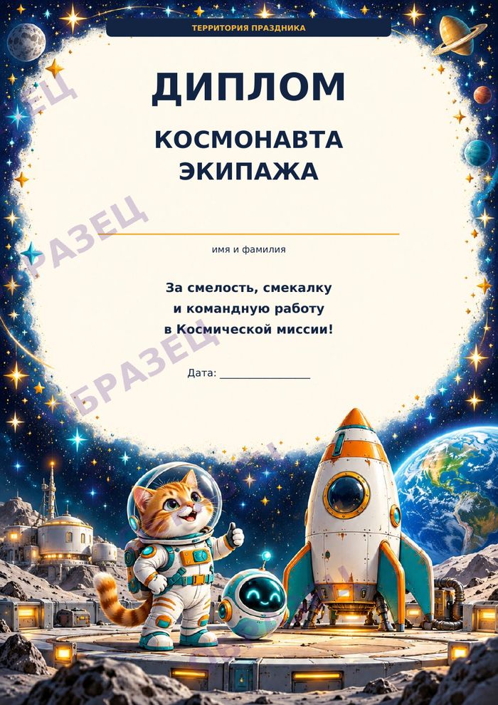 Страница «Космическая миссия», образец
