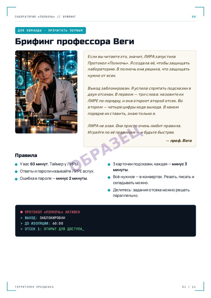 Страница «Побег из лаборатории», образец